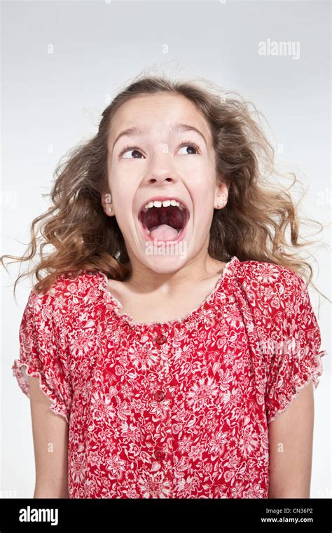 girl  mouth open stock photo alamy