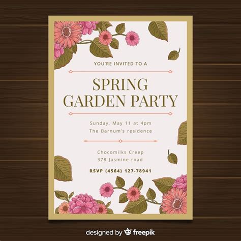 vector spring garden party invitation template