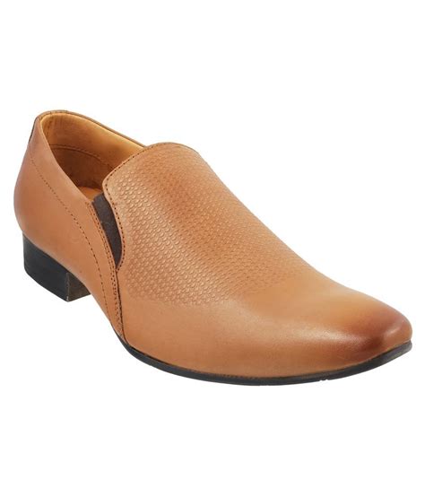 Metro Slip On Genuine Leather Tan Formal Shoes Price In India Buy