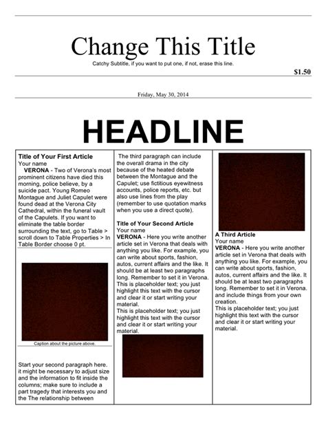 newspaper article template   documents   word