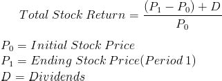 total stock return formula  calculator