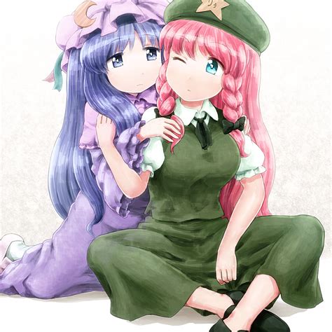 patchouli knowledge and hong meiling touhou drawn by