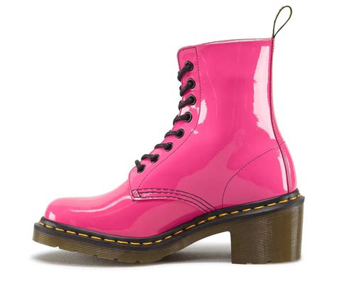 dr martens ladies  clemency raised heel hot pink patent boots ebay