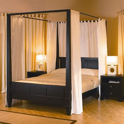 king size modern  posts canopy bed  dark brown wood finish king size canopy bed queen