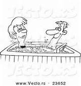 Hot Cartoon Tub Tubs Outline Coloring Couple sketch template