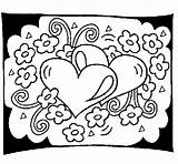 Hearts Flowers Coloring Coloringcrew sketch template