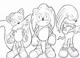 Sonic Knuckles Tails Pages Coloring Characters Template Knuckels Classic sketch template