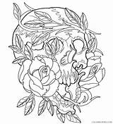 Coloring Tattoo Pages Skull Rose Printable Adults Book Adult Colouring Designs Roses Sugar Print Flash Skulls Tattoos Doverpublications Modern Dover sketch template