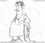 Holding Curlers Robe Chubby sketch template