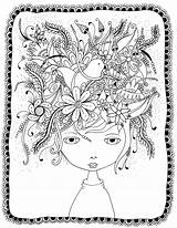 Coloring Crazy Hair Pages Adults Printable Doodle Visit Freebies Printables sketch template
