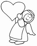 Angel Coloring Pages Kids Printable Cute Para Simple Sheets Colouring Drawing Corazon Guardian Sheet Children sketch template