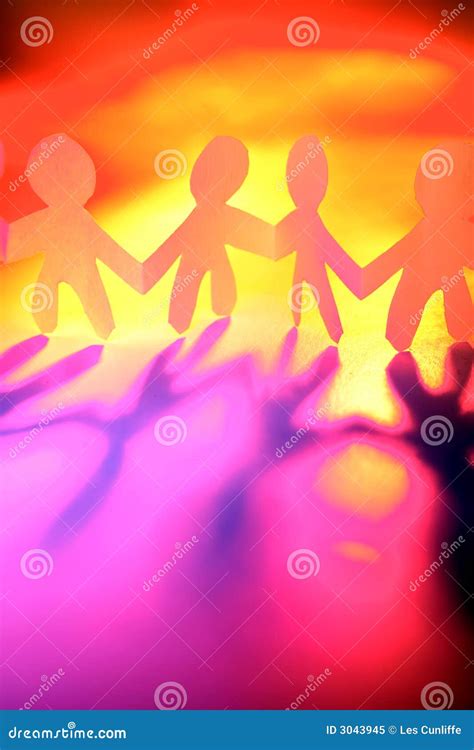 paper dolls holding hands royalty  stock photo image