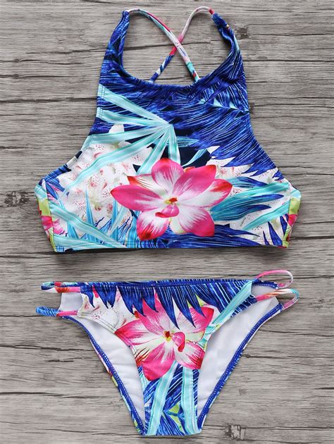 high neck tropical bikini set bikini set bikini swimwear cute bathing