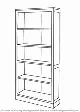 Shelf Draw Book Drawing Step Furniture Tutorials Drawingtutorials101 sketch template