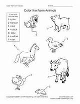 Animals Farm Worksheet Color Grade Kindergarten Lesson 2nd sketch template