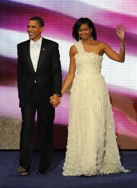 michelle obama in a white jason wu gown at the inaugural