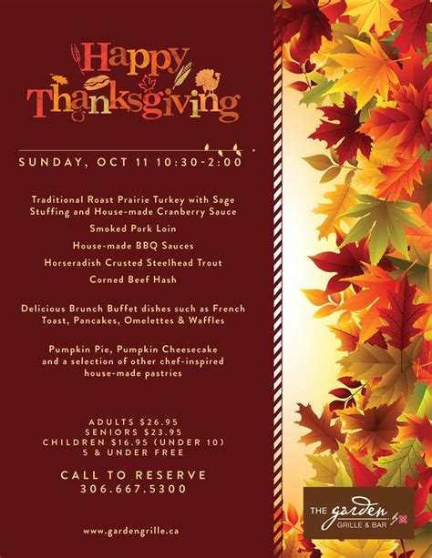 saskatoon restaurants offering thanksgiving supper