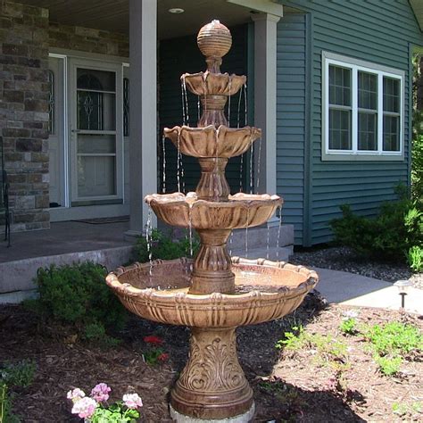 sunnydaze large tiered ball outdoor fountain fountains outdoor water fountains outdoor