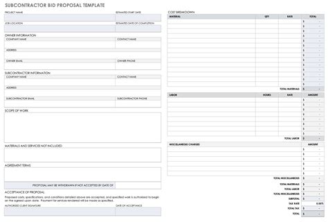 excel construction bid template doctemplates