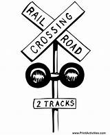 Railroad Crossing Train Coloring Sign Clipart Pages Track Road Stop Way Clip Sheet Colouring Own Go Tracks Ahead Printable Lights sketch template