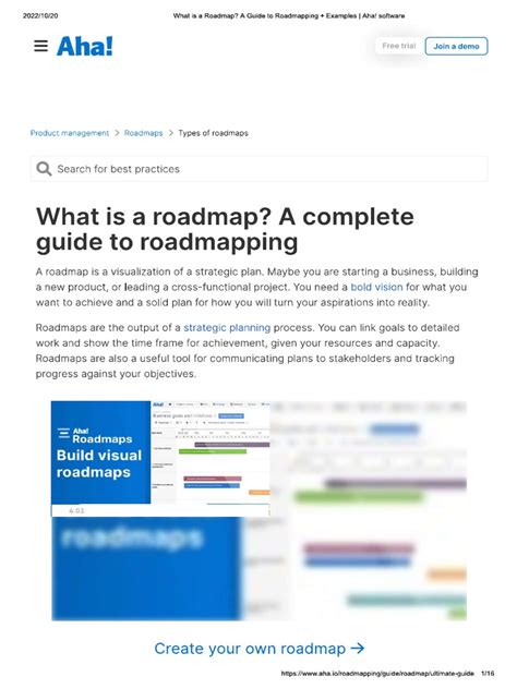 What Is A Roadmap A Guide To Roadmapping Examples Aha Software Pdf