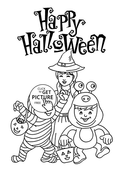 halloween happy kids coloring page  kids printable  halloween