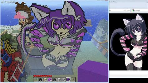 minecraft sexy pixel art hawt neko girl cute girl with cat ears and tail in minecraft youtube