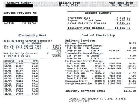 read  electric bill part  solect energy