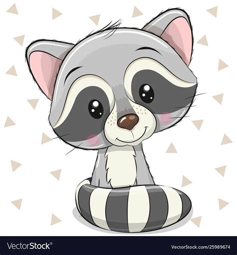 cartoon raccoon   white background royalty  vector baby animal