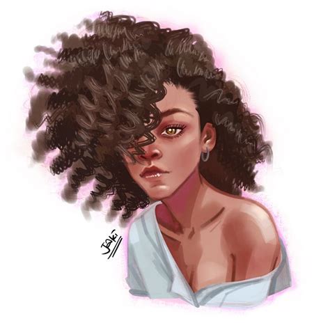 a girl with a curly hair jaki digital art people and figures