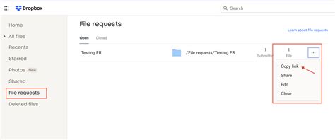 dropbox file requests