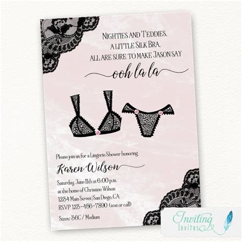 Lingerie Bridal Shower Invitation Bachelorette Party Invite Etsy