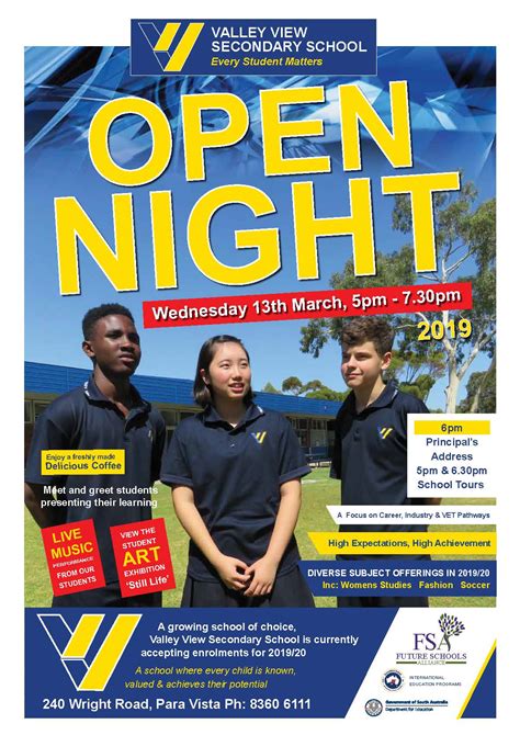 open day flyer  valley view secondary school