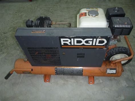 ridgid gpa gas powered wheelbarrow style air compressor  hp dual tank ebay