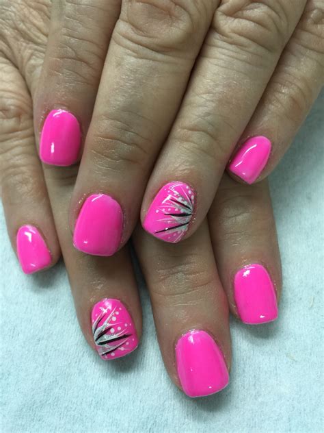 Neon Pink With Fun Accents Gel Nails Summer Toe Nails