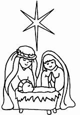 Jesus Coloring Born Bethlehem Star Baby Kids Color sketch template