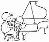 Piano Tocar Tocando Niño Musicos Instrumentos Pinto Musicales Colouring sketch template