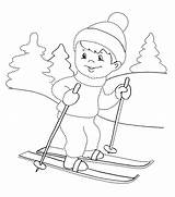 Ski Skiing Skifahren Malvorlagen Menino Esqui Sciare Colorkid Wald Jahreszeiten Seasons Inverno Hiver sketch template