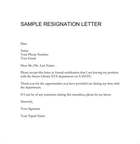 teacher resignation letter   documents   word