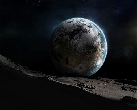 Outer Space Moon Earth Blue Marble 1280x1024 Wallpaper