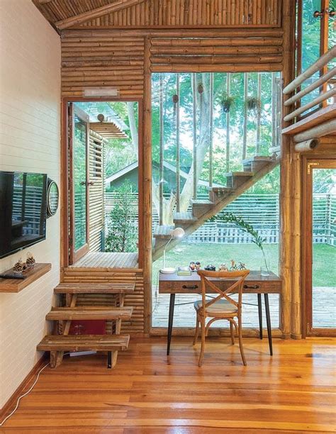 modern design  story bamboo native house   bedroom loft