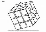 Cube Draw Rubik Drawing Step Rubiks Everyday Objects Tutorials Drawingtutorials101 Learn Getdrawings sketch template