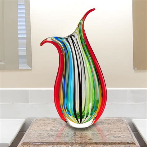 dale tiffany   cambay multi colored hand blown art glass vase av  home depot