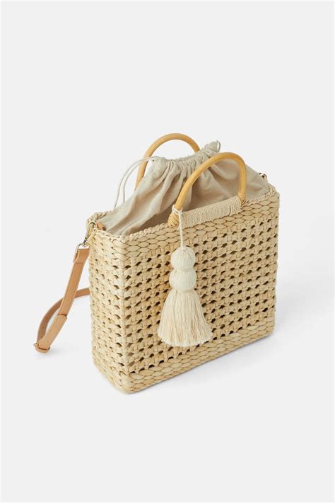 zara natural shopper bag with wooden handles memorial day clothing