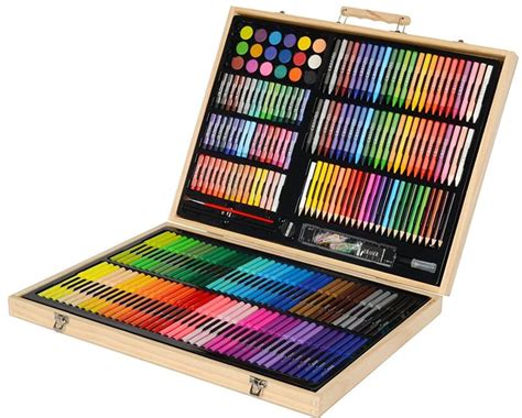 portable art set kids wood art case