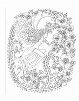 Coloring Fairies Pixies Enchanted Magical Adult Sheets Color Deborah Muller Choose Board Pages Princess sketch template