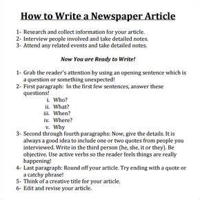 write  newspaper article  newspaper article template article