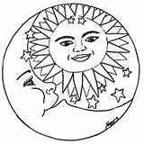 Printable Pagan Coloriages Astres Mond Ausmalen Sonne Sterne sketch template