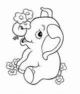 Elephant Coloring Flower Pages Printable Kids Baby Categories sketch template