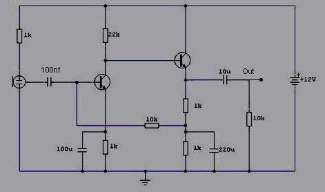pre amp condenser microphone circuit electronic schematic circuit diagram picture